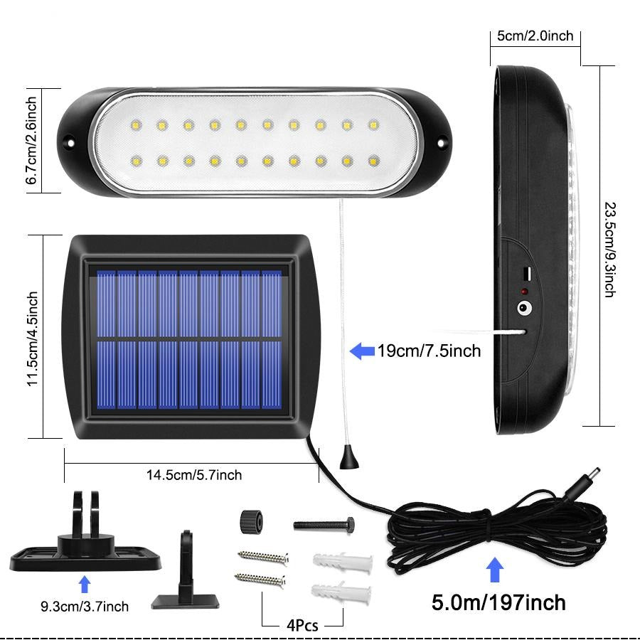 Lampe solaire jardin avec panneau déporté 20 LED