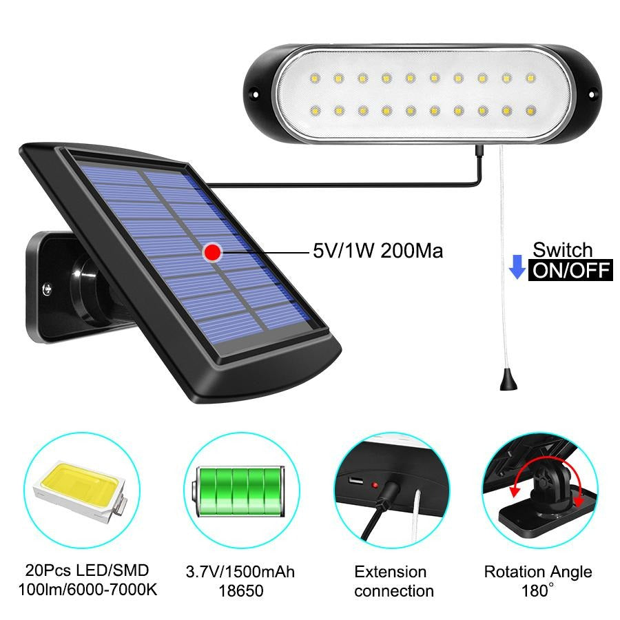 Lampe solaire jardin avec panneau déporté 20 LED