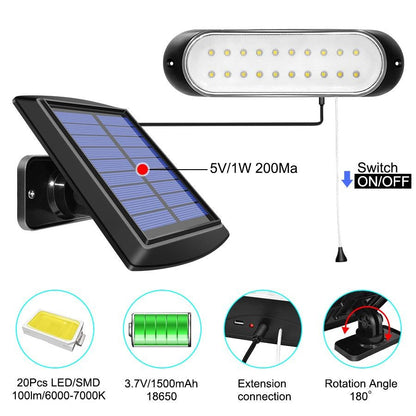 Lampe solaire jardin avec panneau déporté 20 LED