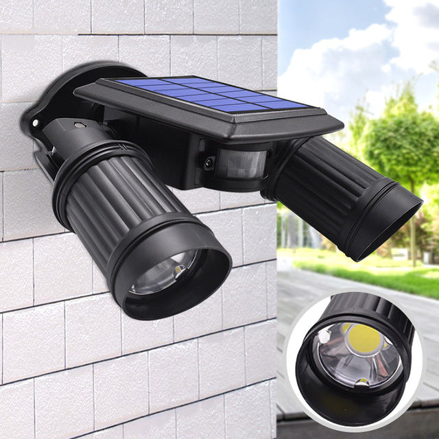 Lampe solaire jardin Double Spot LED Noir