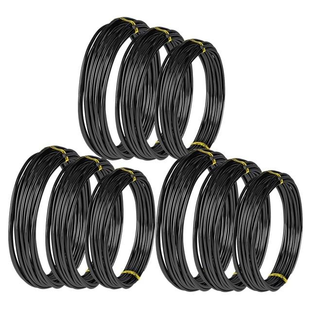 9 Rolls Bonsai Wires Anodized Aluminum Bonsai Training Wire with 3 Sizes (1.0 Mm.1.5 Mm.2.0 Mm).Total 147 Feet (Black)