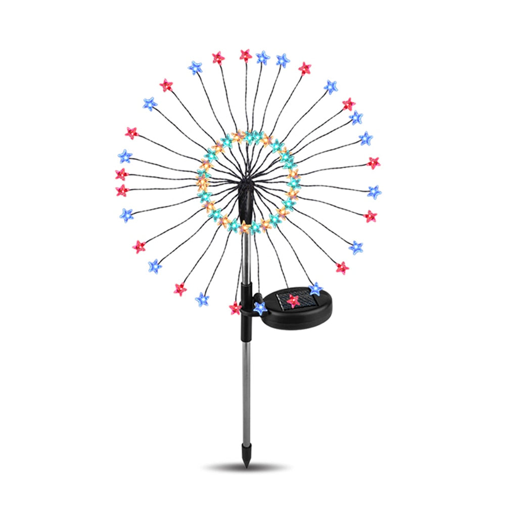 Piquet solaire jardin Feux d'artifice étoilé (2Pcs)