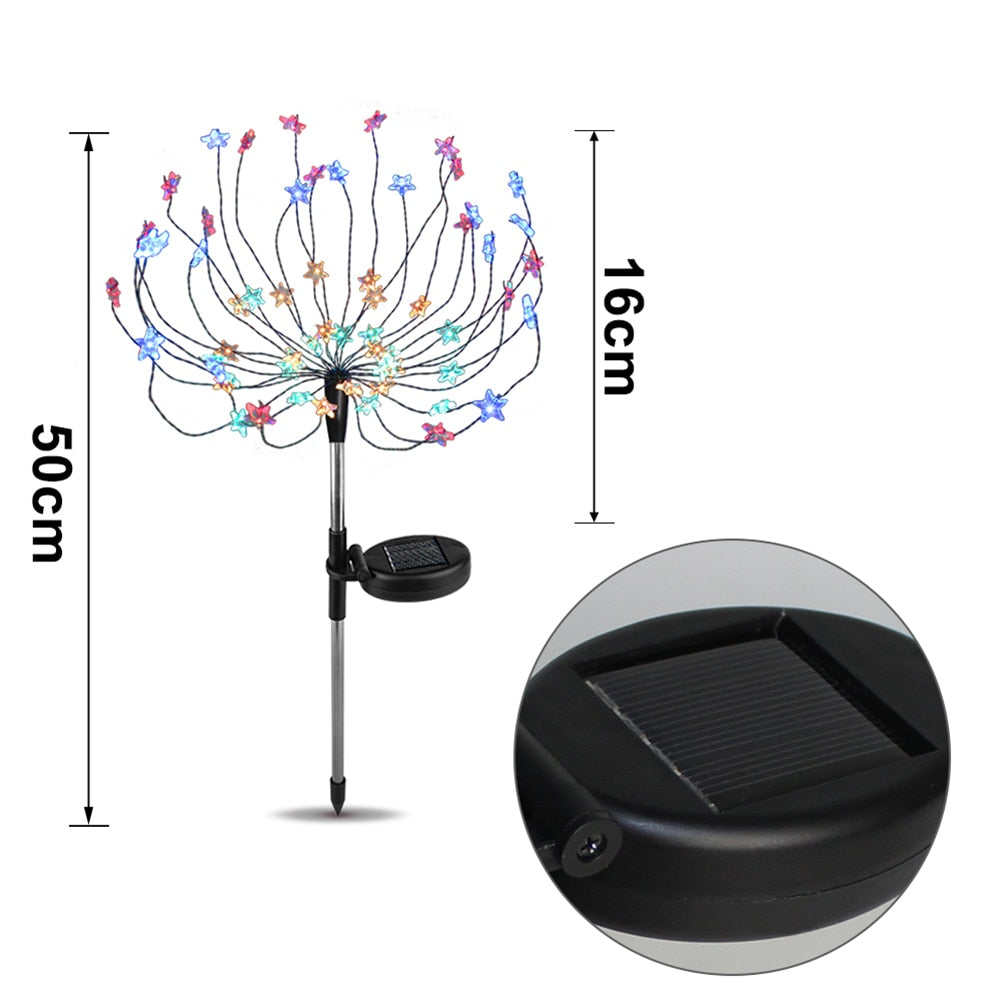 Piquet solaire jardin Feux d'artifice étoilé (2Pcs)