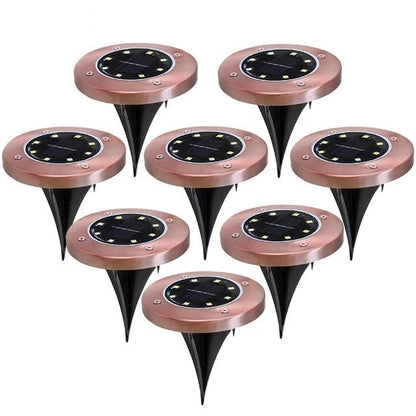 Balise solaire extérieure Piquet jardin couleur Cuivre 8 LED (Inox)