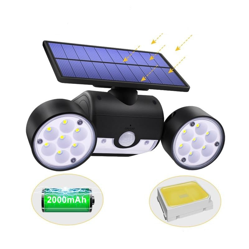 Lampe solaire jardin Spot double avec détecteur (30LED)