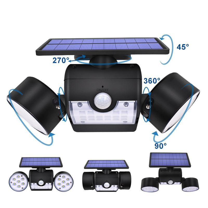 Lampe solaire jardin Spot double avec détecteur (30LED)