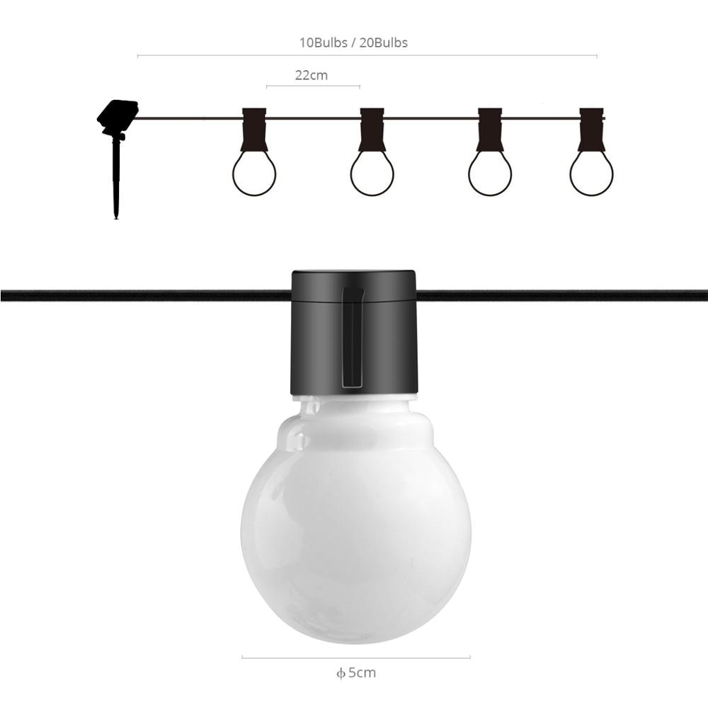 Guirlande solaire  20 Ampoule lumineuses (Blanc/Claire)