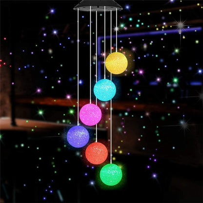 Carillon solaire 6 Boules multicolores
