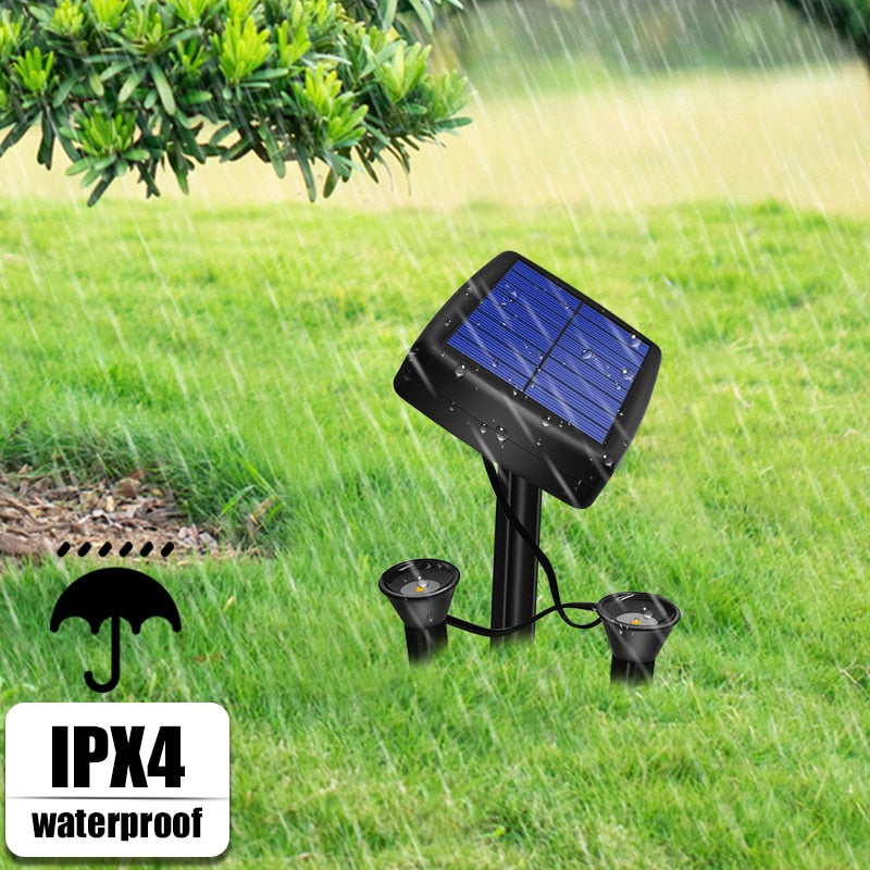 Lampe solaire jardin puissante pour plantes (2 Spot LED)