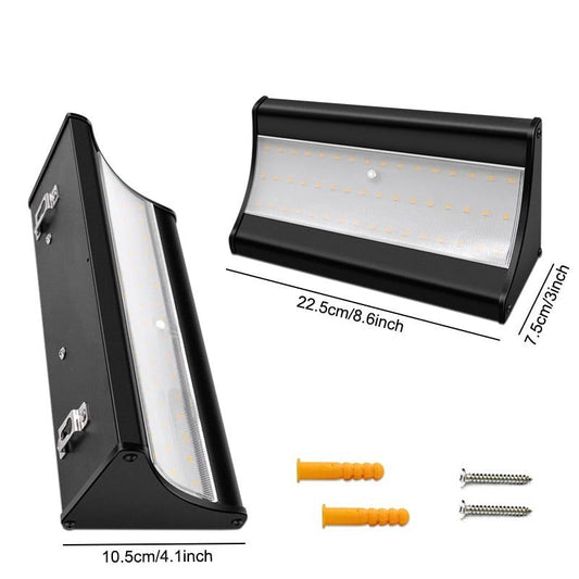 Applique murale solaire Noire en acier Inoxydable 48 LED