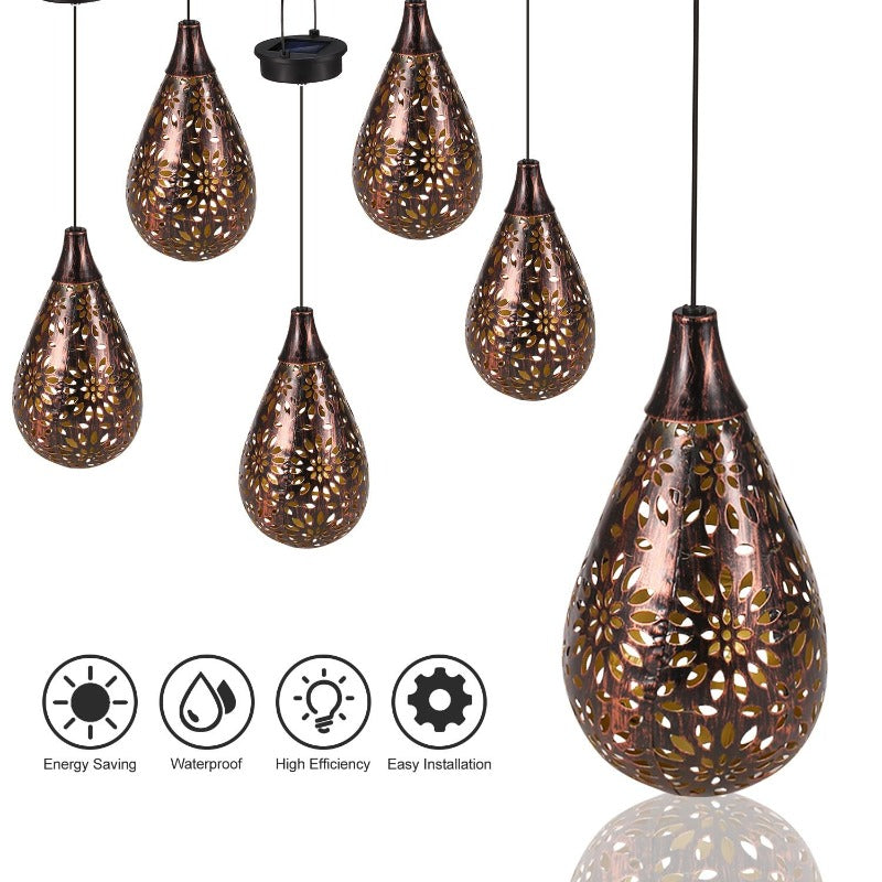Lanterne solaire Boule lumineuse en fleur creuse