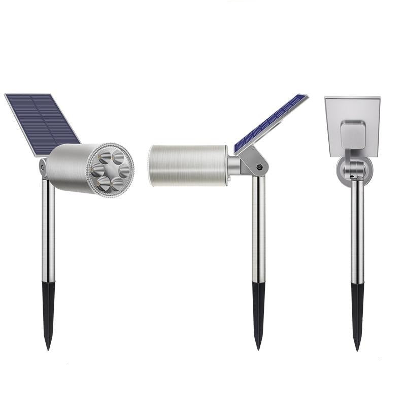Balise solaire extérieure Projecteur à piquet jardin 6 LED (Inox)