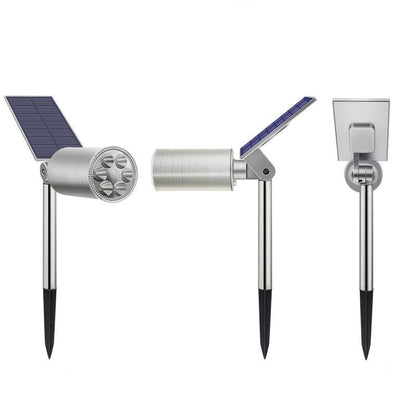 Balise solaire extérieure Projecteur à piquet jardin 6 LED (Inox)