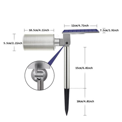 Balise solaire extérieure Projecteur à piquet jardin 6 LED (Inox)