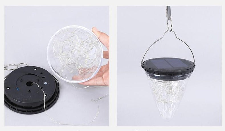 Lampe solaire à suspendre Cône transparent à LED