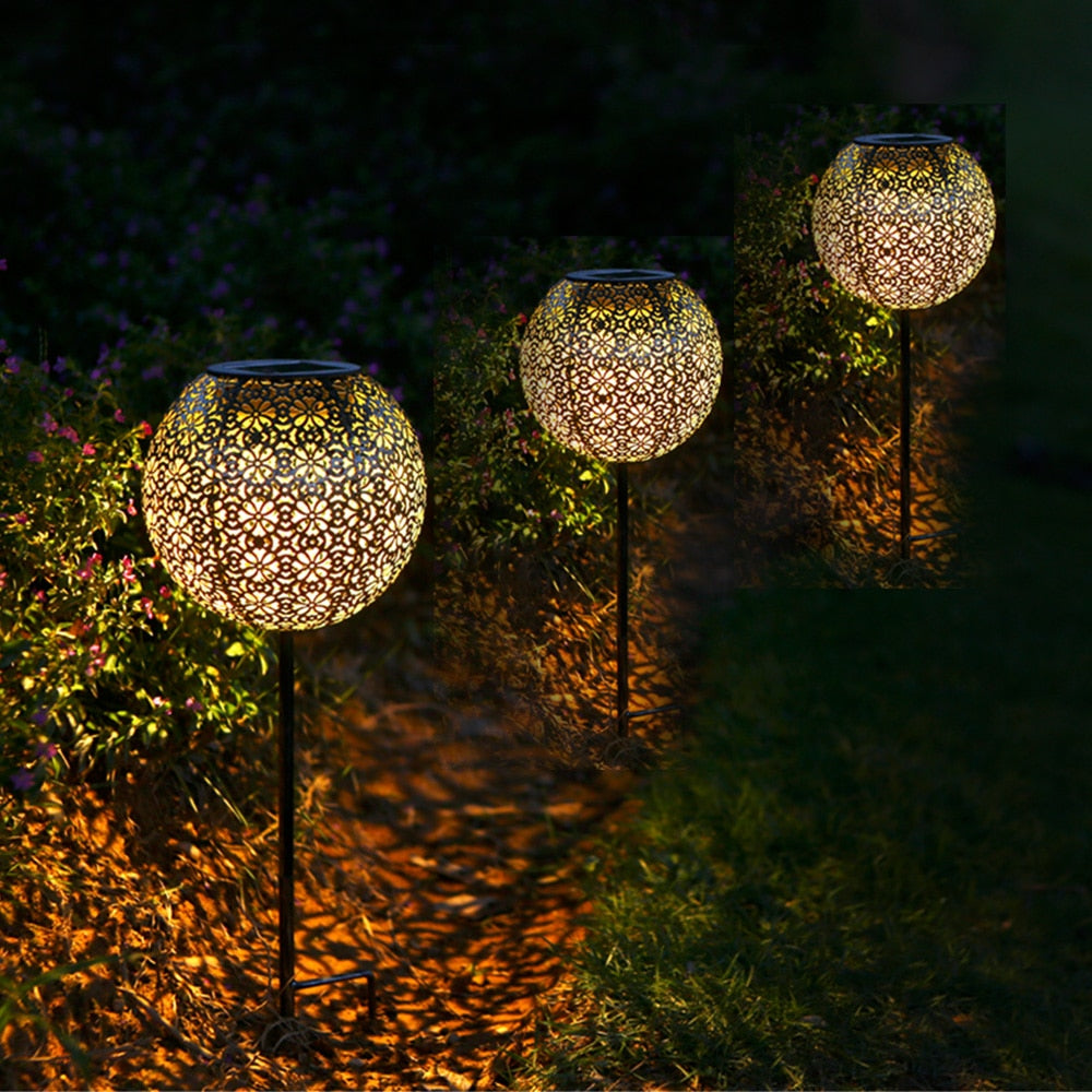 Lampe solaire piquet Boule de bronze lumineux