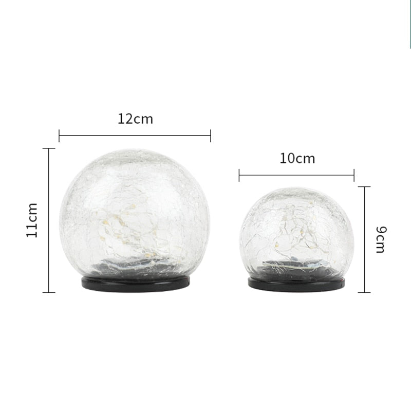 Lampe solaire jardin Boule en verre craquelé