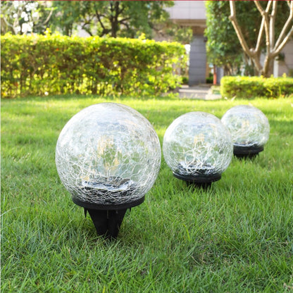 Lampe solaire jardin Boule en verre craquelé