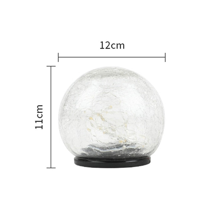 Lampe solaire jardin Boule en verre craquelé