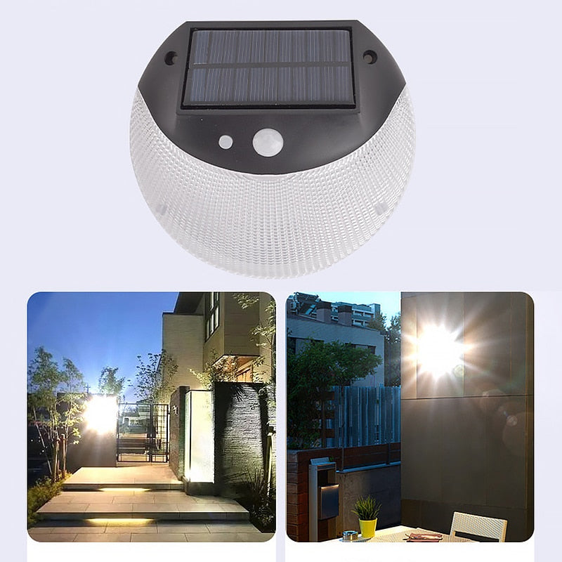 Applique murale solaire de jardin ronde avec détecteur