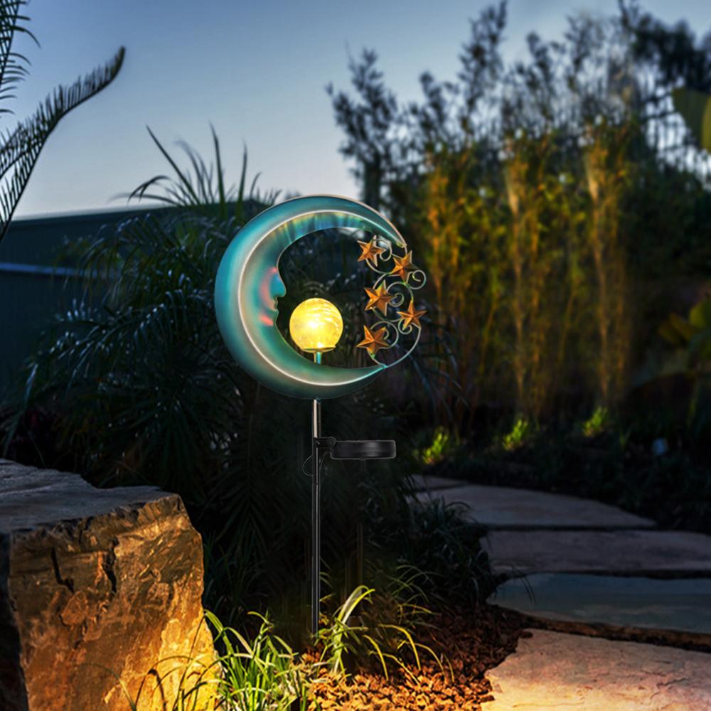 Lampe solaire jardin Lune bleue étoilée