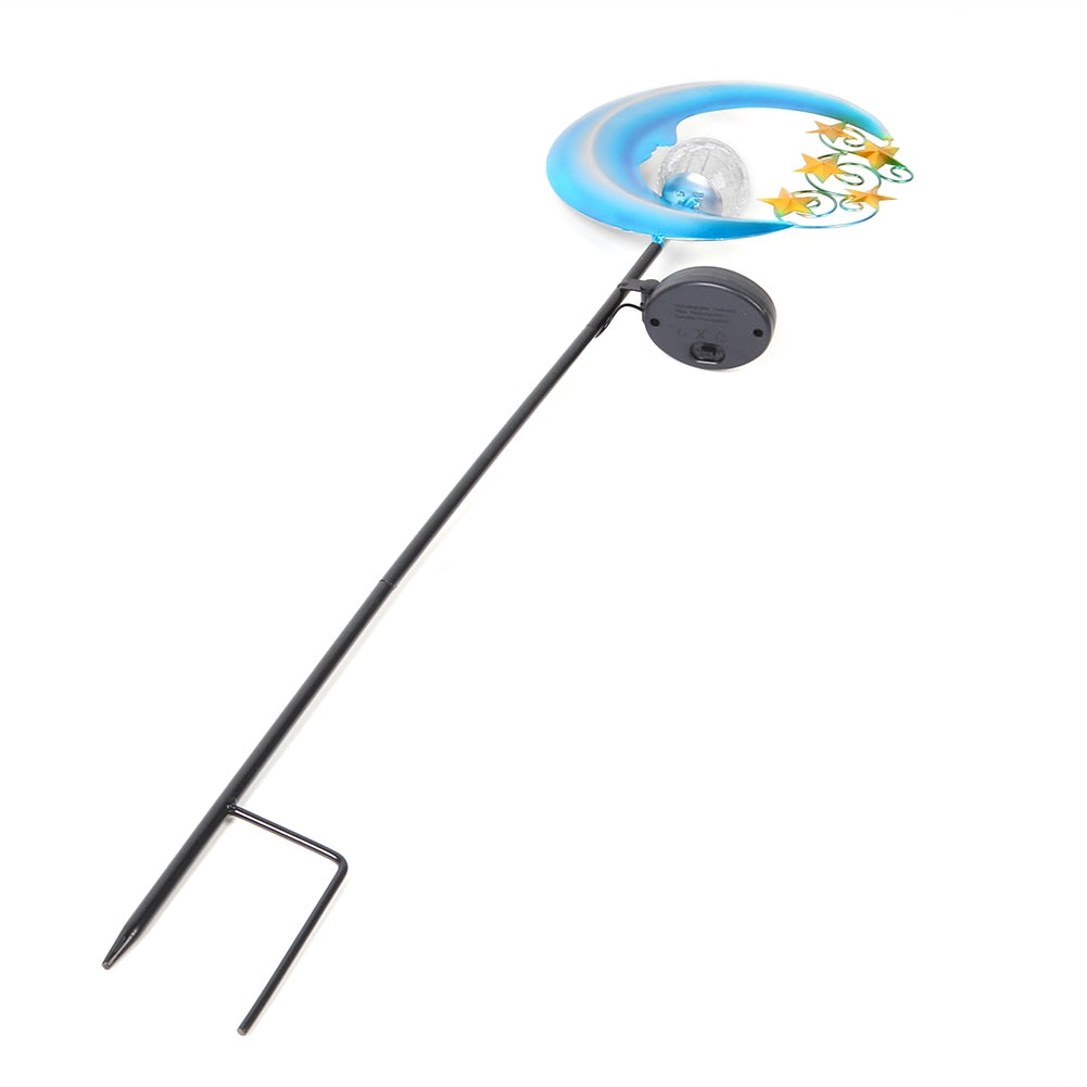 Lampe solaire jardin Lune bleue étoilée
