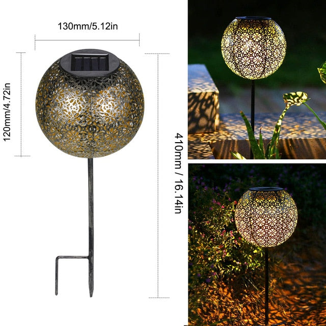 Lampe solaire piquet Boule de bronze lumineux
