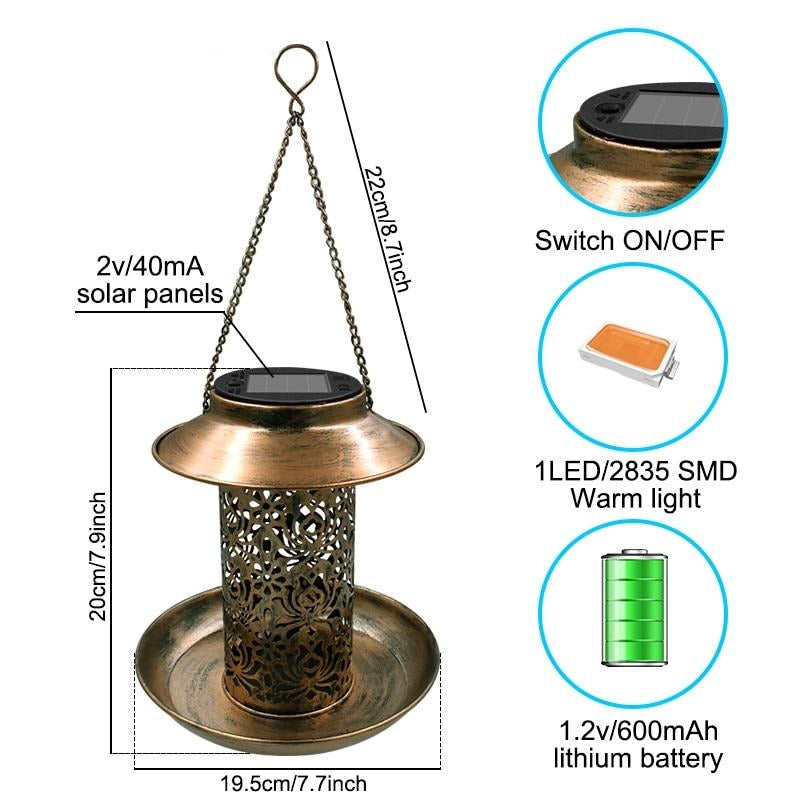 Lanterne solaire Mangeoire pour oiseaux
