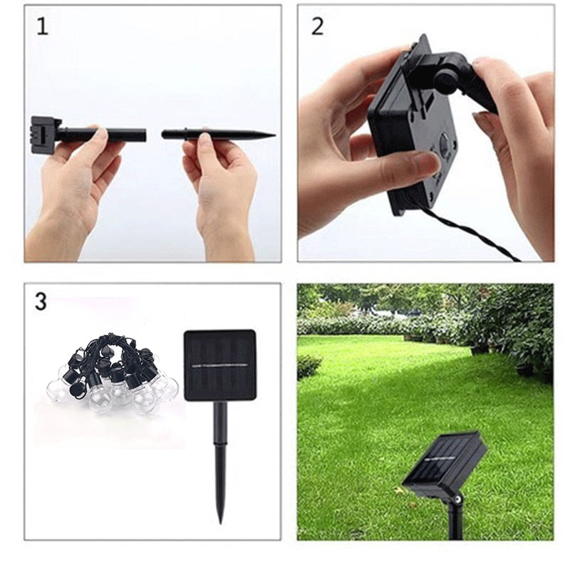Guirlande solaire Ampoule Claire pour Terrasse 10/20 Pcs