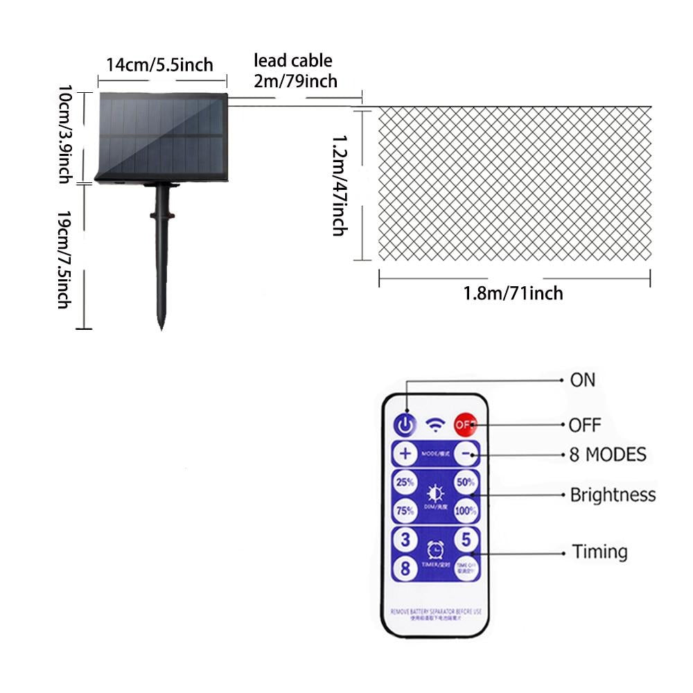 Guirlande solaire Rideau lumineux 104 LED (Télécommande)