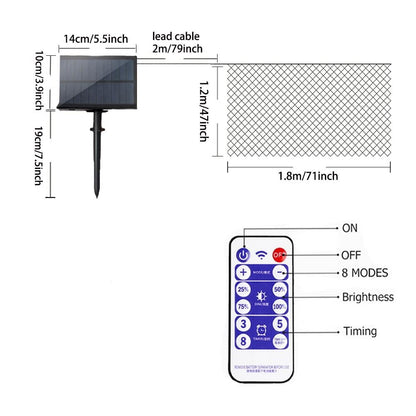 Guirlande solaire Rideau lumineux 104 LED (Télécommande)