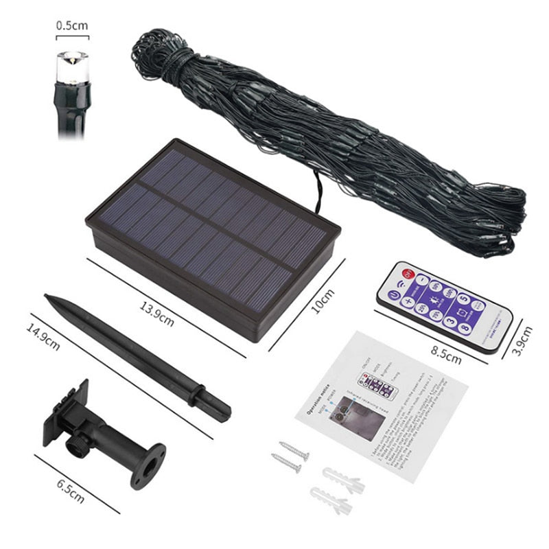 Guirlande solaire Rideau lumineux 104 LED (Télécommande)