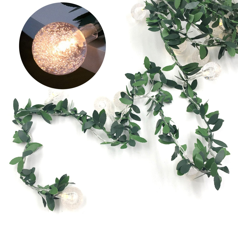 Guirlande solaire Feuille vigne verte avec Boule à bulle