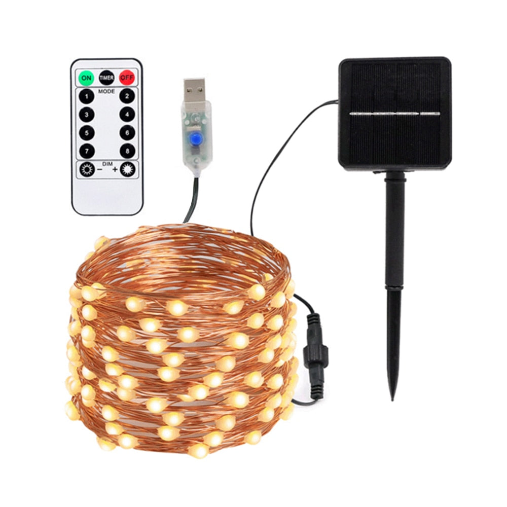 Guirlande solaire Double connexion 100/200 LED (Solar/USB)