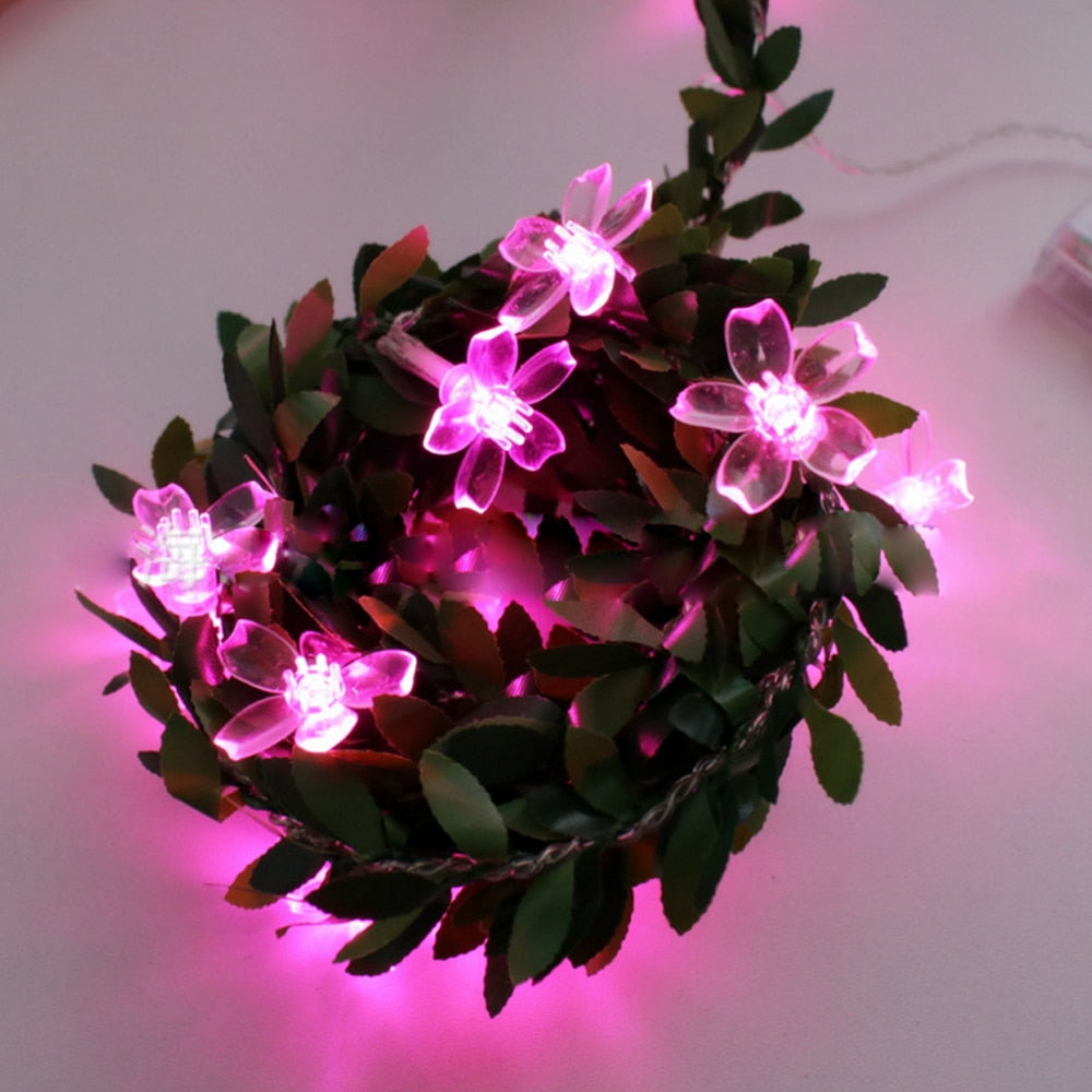 Guirlande solaire Noël LED en Fleurs de cerisier