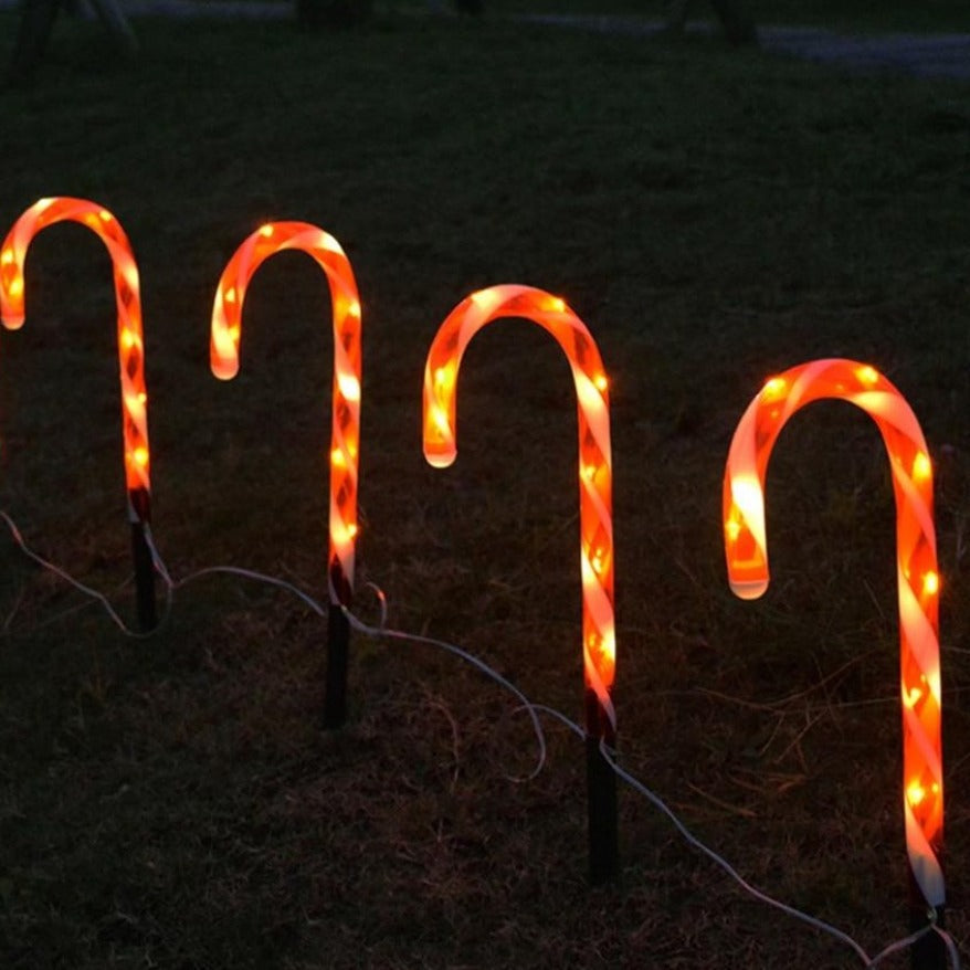 Guirlande solaire Sucre d'Orge Lumineux Rouge/Blanc