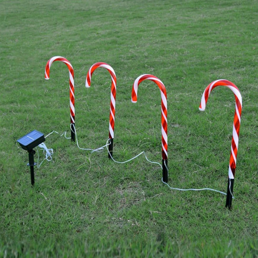 Guirlande solaire Sucre d'Orge Lumineux Rouge/Blanc