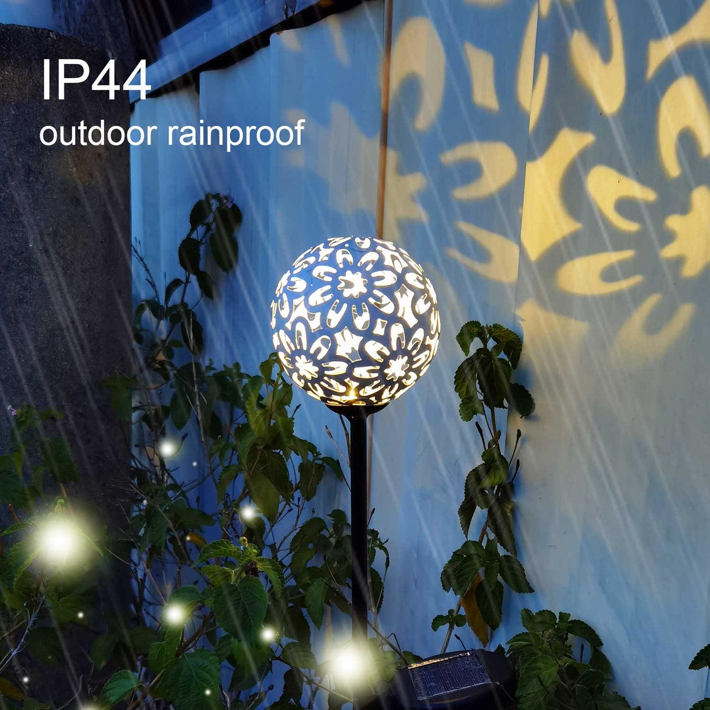 Lampe solaire piquet Boule en fleure blanche