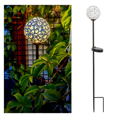 Lampe solaire piquet Boule en fleure blanche