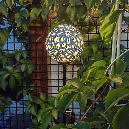 Lampe solaire piquet Boule en fleure blanche