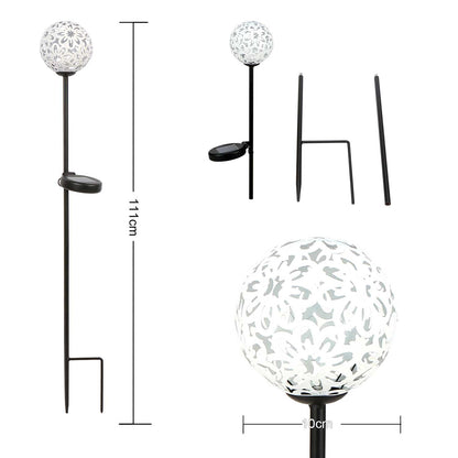 Lampe solaire piquet Boule en fleure blanche