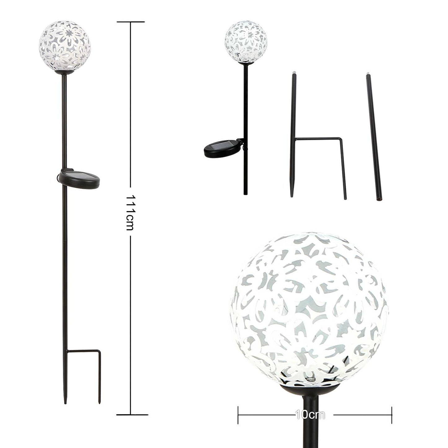 Lampe solaire piquet Boule en fleure blanche