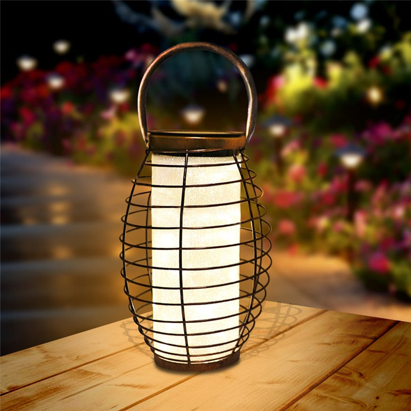 Lanterne solaire métal Veilleuse de nuit vintage