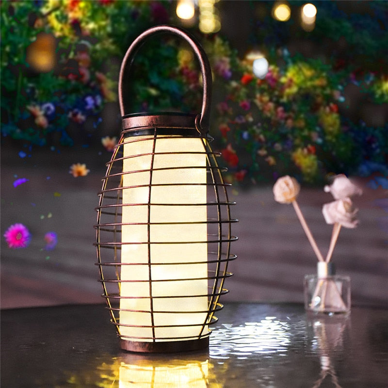 Lanterne solaire métal Veilleuse de nuit vintage