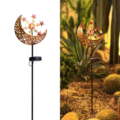 Lampe solaire piquet Moulin à vent lune étoilé