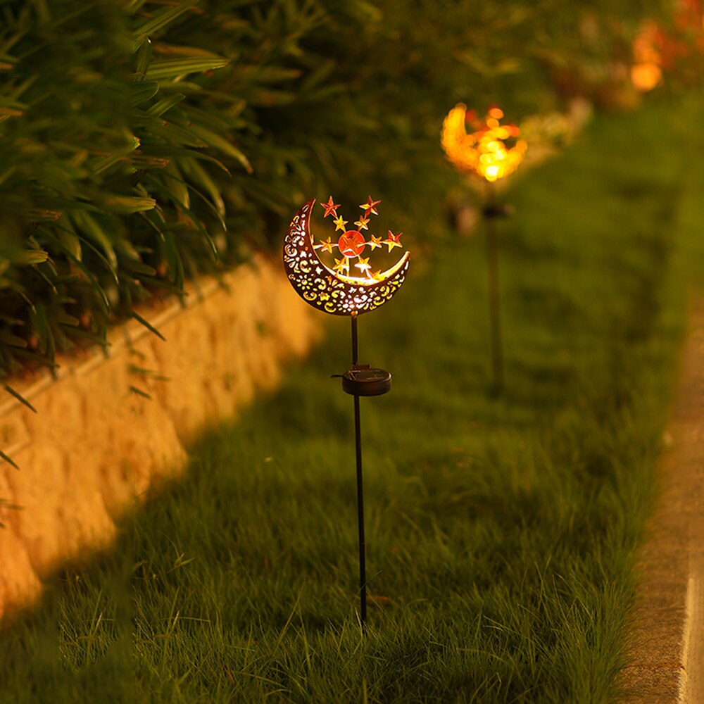 Lampe solaire piquet Moulin à vent lune étoilé