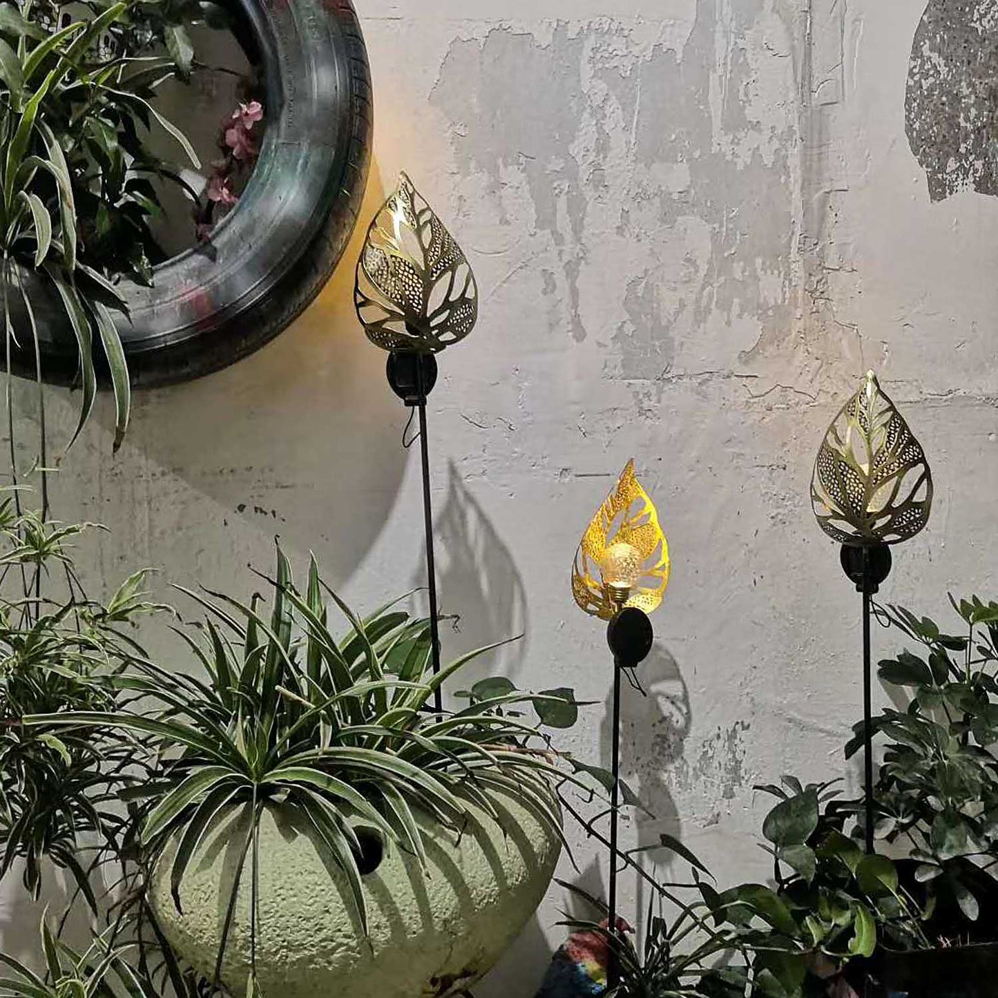 Lampe solaire piquet Feuille métallique