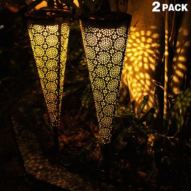 Lampe solaire piquet Conne noir en Acier (2Pcs)