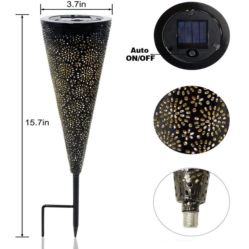 Lampe solaire piquet Conne noir en Acier (2Pcs)