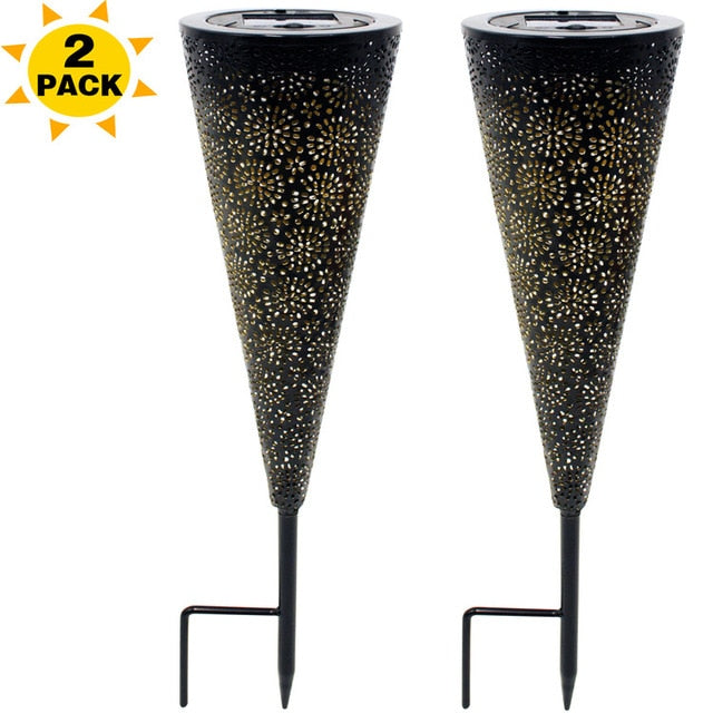Lampe solaire piquet Conne noir en Acier (2Pcs)